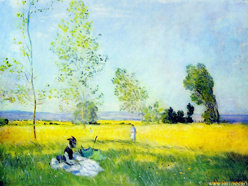 meadow, at, bezons, , claude, monet